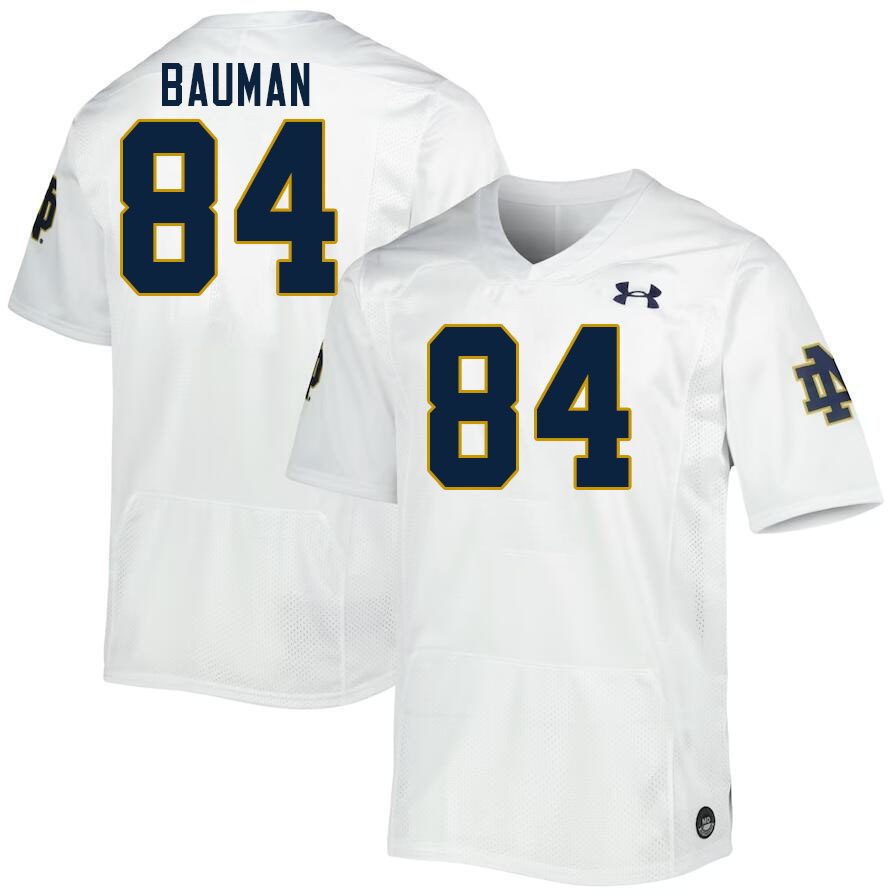 Men #84 Kevin Bauman Notre Dame Fighting Irish College Football Jerseys Stitched-White